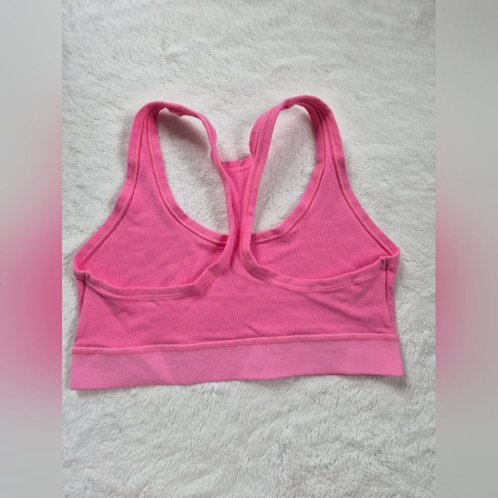 SKIMS Cotton Jersey Racerback Bra Sugar Pink Large Discontinued - Picture 3 of 4